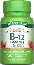 Nature's Truth Vitamina B-12 Metilcobalamina 1000 mcg, Comprimidos de Disolución Rápida, Sabor Natural a Bayas, 120 Comprimidos (Pack de 3)