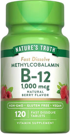 Nature's Truth Vitamina B-12 Metilcobalamina 1000 mcg, Comprimidos de Disolución Rápida, Sabor Natural a Bayas, 120 Comprimidos (Pack de 3)