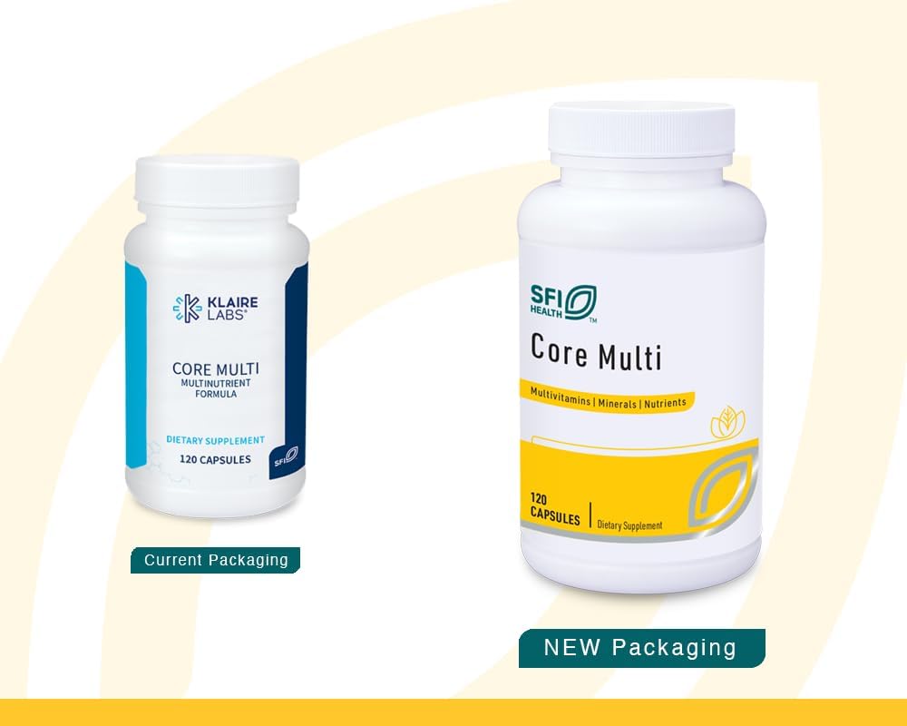 Klaire Labs SFI Health Core Multi - Multivitamínico y Multimineral sin Hierro, 120 Cápsulas