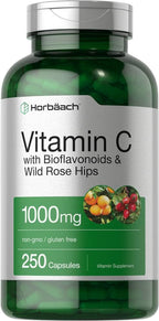Horbäach Vitamina C 1000 mg con Bioflavonoides y Escaramujo - 250 Cápsulas