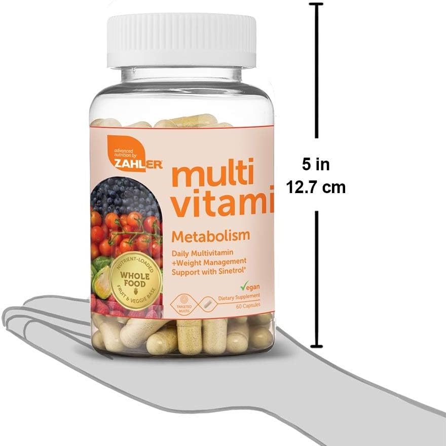 Zahler Multivitamin Metabolism + Apoyo al Control de Peso para Mujeres y Hombres con Hierro, Certificado Kosher, 60 Cápsulas