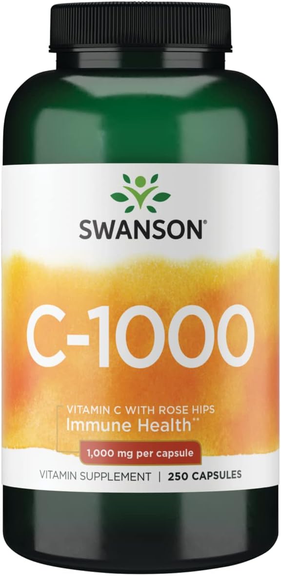 Swanson Vitamina C con Escaramujo - Complemento Alimenticio 1000 mg - 2 Pack (180 Cápsulas)