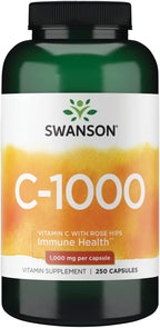Swanson Vitamina C con Rosa Mosqueta, 1000 mg, 250 cápsulas, Pack de 3