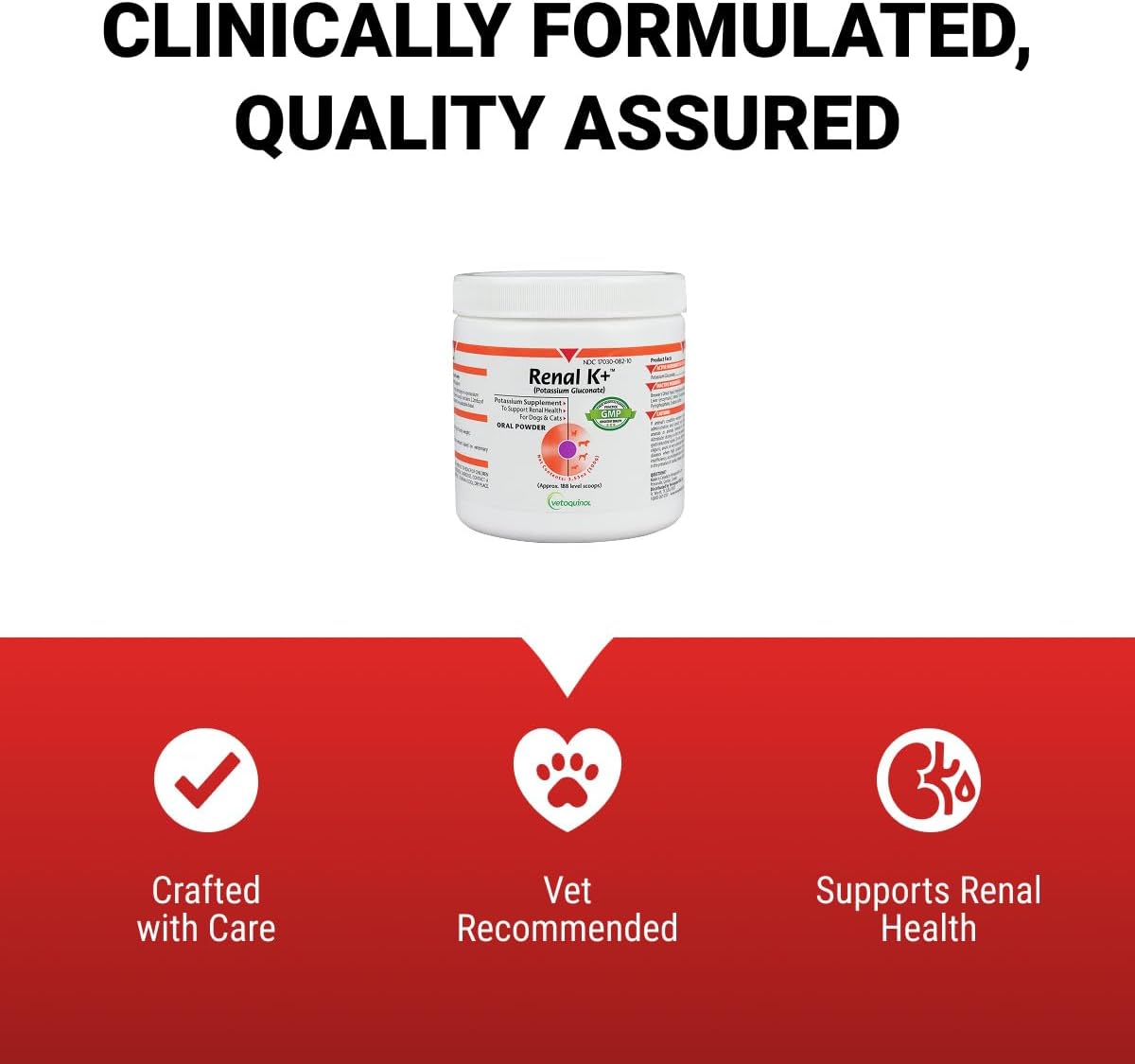Vetoquinol Renal K - Suplemento de potasio en polvo para perros y gatos