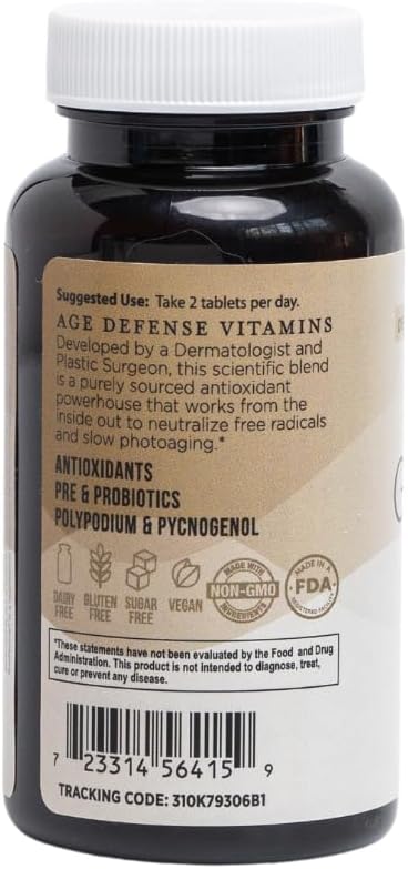 Inner Glow Age Defense Vitamins - Antioxidant Skin Support, Polypodium Leucotomos Formula, Vegan, Gluten-Free - 60 Cápsulas