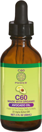 C60 Power con Aceite de Aguacate Orgánico - Apoyo Antioxidante Natural, 99,99% Fullerenos Puros - 118 ml