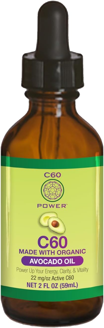 C60 Power con Aceite de Aguacate Orgánico - Apoyo Antioxidante Natural, 99,99% Fullerenos Puros - 118 ml