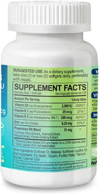 NATURION D3+K2 IMMUNEX – Vitamina D3 2000 UI, K1 25 mcg, K2 200 mcg, Zinc 6.25 mg, DK Blend 31 mg – 120 Cápsulas Blandas