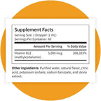 Pattern Wellness Vitamina B12 5000 mcg Gotas Sublinguales - Metilcobalamina, Energía y Sistema Inmunitario - Sabor Cítrico Vegano - 60 mL