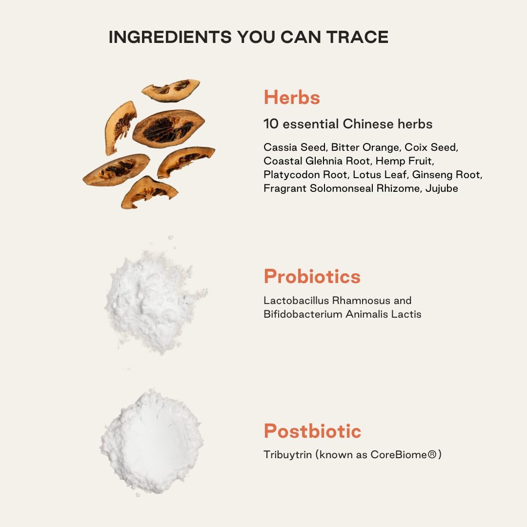 NOOCI NOO Gut, Intestino + Piel: Suplemento 3 en 1 para la Salud Intestinal con Hierbas, Probiótico y Postbiótico, Apoyo Digestivo contra la Hinchazón y el Estreñimiento, 60 Cápsulas Veganas