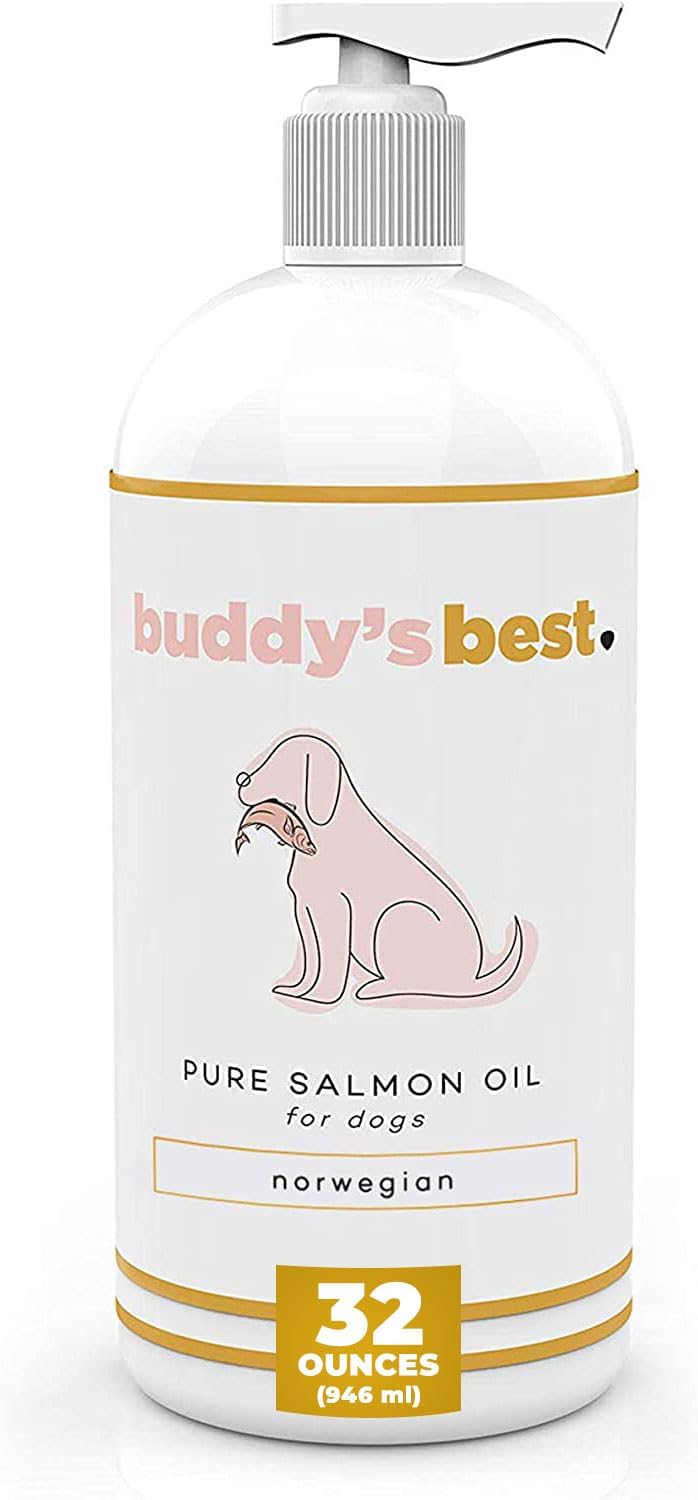 Aceite de Salmón para Perros y Gatos – Suplemento Omega 3 con EPA y DHA | 100% Aceite de Pescado Noruego | Sin Olor, Grado Humano | Apoyo para Piel, Pelaje y Articulaciones | 946 ml | Buddy’s Best