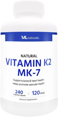 ML Naturals Vitamina K2 MK-7, 120 mcg, 240 Cápsulas Vegetales