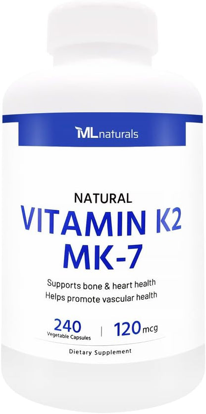 ML Naturals Vitamina K2 MK-7, 120 mcg, 240 Cápsulas Vegetales – Image 1