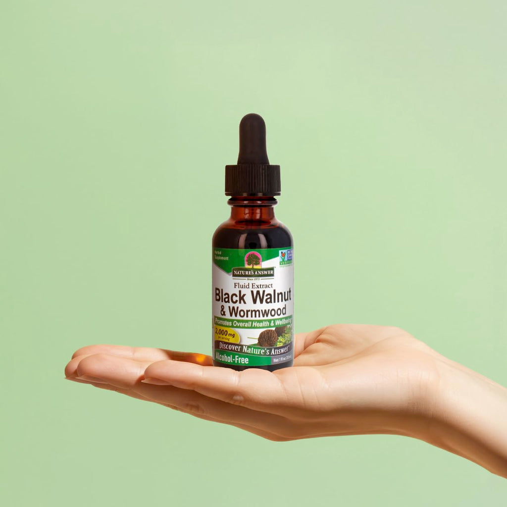 Nature's Answer Black Walnut and Wormwood Complex - Extracto Líquido Super Concentrado 2000 mg - Vegano, Sin Gluten, Sin Alcohol - 1 Fl Oz (Pack de 2)