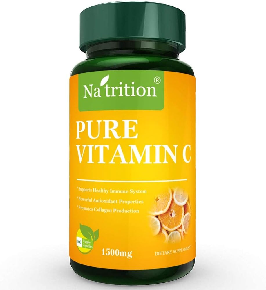 Na'trition Vitamina C Pura Cápsulas Vegetarianas 1500 mg por Ración | Suplemento para el Sistema Inmunológico y Antioxidante | No GMO y Sin Gluten | 50 Días