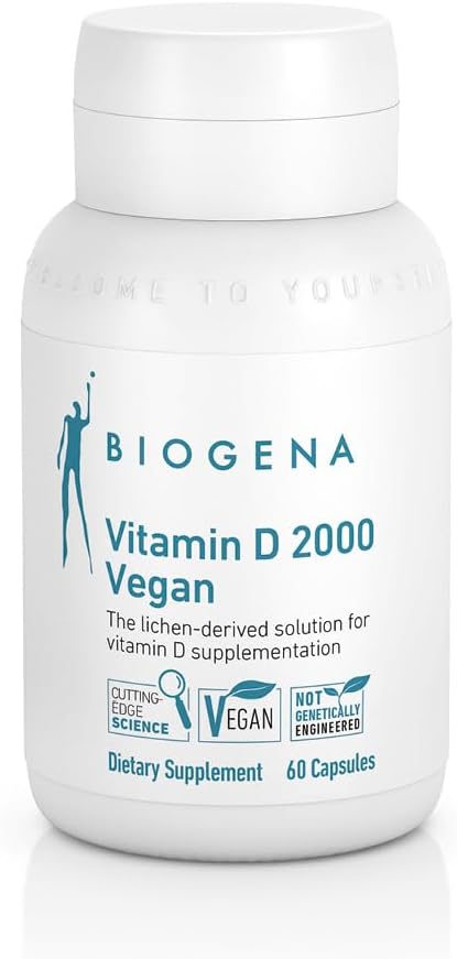 Biogena Vitamina D3 2000 UI Vegana - Complemento Alimenticio con Vitamina D de Líquenes - 60 Cápsulas
