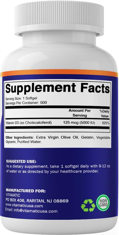 Vitamatic Vitamina D3 5000 UI con Aceite de – Prensado en frío: El proceso de elaboración en frío ayuda a – Image 9