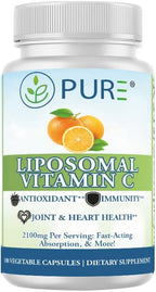 PURE® Vitamina C Liposomal 2100 mg - 180 Cápsulas, 60 Dosis - Alta Absorción con Lecitina de Girasol - Antioxidante para el Sistema Inmunitario y Colágeno - Fabricado en EE. UU.