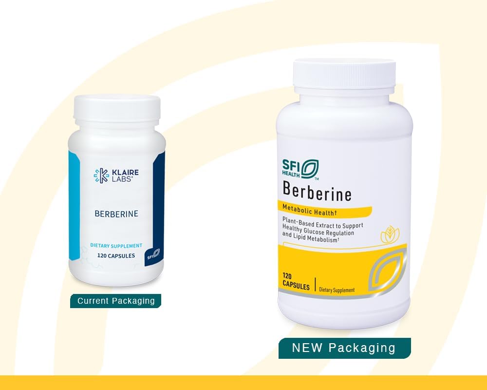 Klaire Labs SFI Health Berberine HCI 500mg - Suplemento de Berberina - Sin Gluten, Hipoalergénico (120 Cápsulas)