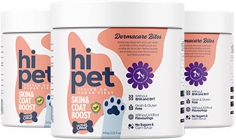 Skin and Coat Boosting Bites for Dogs - Soft Dog Chews, Dog Vitamins and Supplements, Improves Coat and Skin Appearance, 3.52 Fl Oz (Pack of 3)