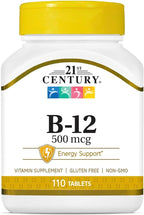 21st Century Vitamina B12 500 mcg, 220 Comprimidos (2 Envases de 110)
