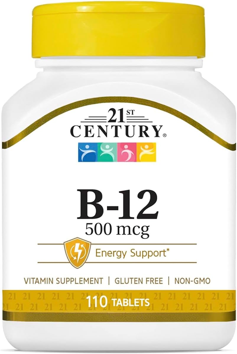 21st Century Vitamina B12 500 mcg, 220 Comprimidos (2 Envases de 110)