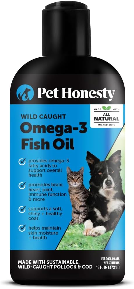 Pet Honesty Omega 3 Aceite de Pescado para Perros y Gatos (473ml) - Salvaje y Puro