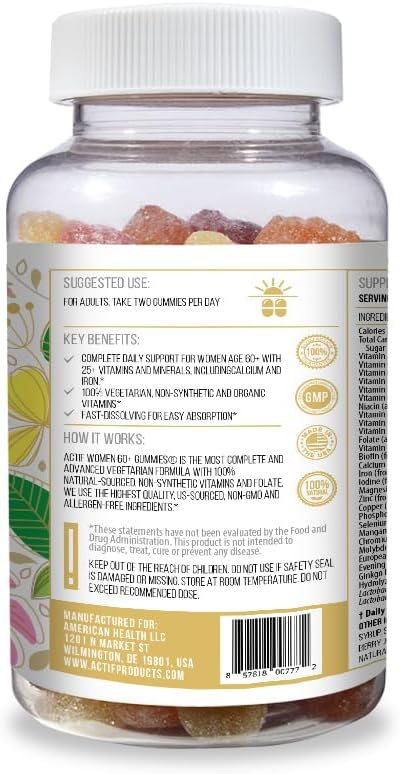 ACTIF Women Age 60+ Gummies Multivitamínico con Probióticos - 90 Gominolas
