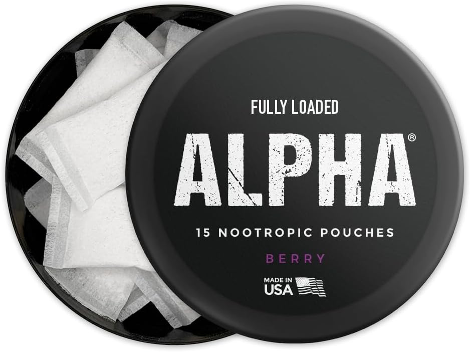Fully Loaded Alpha Nootropic Pouches (Berry) - 5 Latas - 15 bolsitas por lata