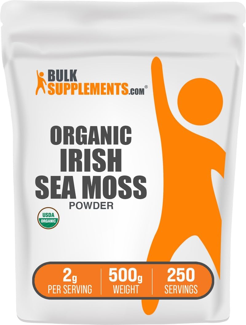 BulkSupplements.com Musgo Marino Irlandés Orgánico en Polvo - Suplemento de Musgo Marino, Superalimento - Vegano y Sin Gluten, 2g por Ración, 500g (1.1 lbs)