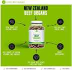 Antler Farms - Órganos de Ternera 100% Puros de Nueva Zelanda - Corazón, Hígado, Riñón, 180 Cápsulas, 400mg - Alimentados con Pasto, Procesado en Frío, Sin rBGH ni Rellenos