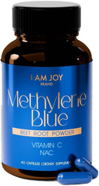 I Am Joy co. Cápsulas de Azul de Metileno (Grado Farmacéutico USP) con NAC, Vitamina C y Remolacha - 60 Cápsulas