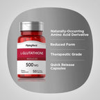 Piping Rock L Glutatión 500 mg, 50 Cápsulas - Forma Reducida, Sin OGM y Sin Gluten