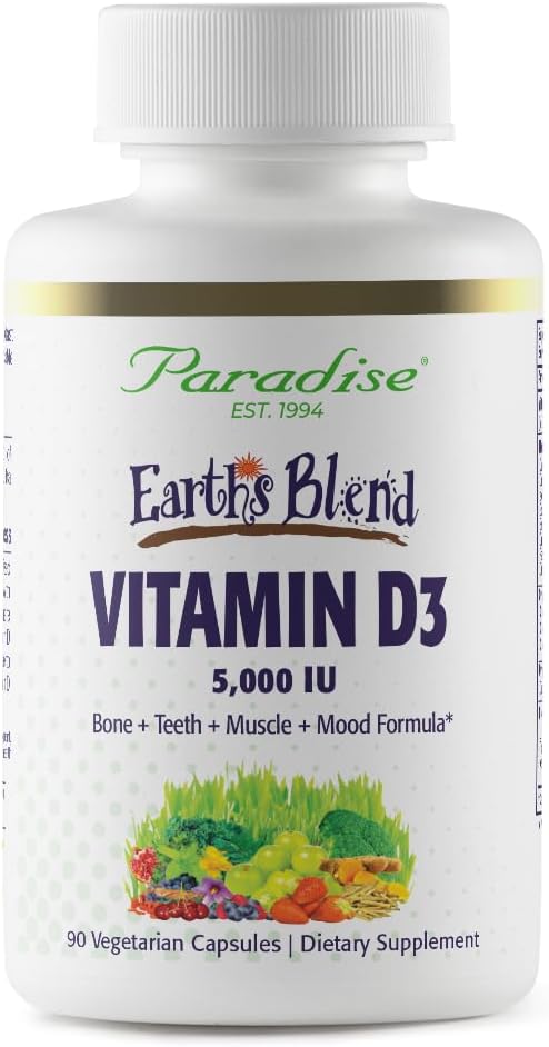 Paradise Herbs Earth's Blend Vitamin D3 con Base de Superfoods - 90 Cápsulas Vegetarianas