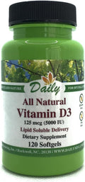 Vitamina D3 5000 IU (125 mcg) – 180 Cápsulas Blandas – Daily Manufacturing