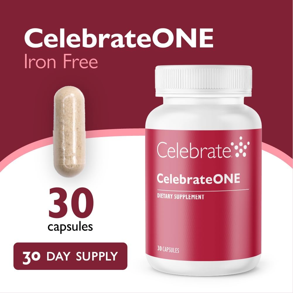 CelebrateONE Sin Hierro - Multivitamínico Bariátrico Diario para Bypass Gástrico y Manga Gástrica (30 Cápsulas)