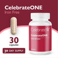 CelebrateONE Sin Hierro - Multivitamínico Bariátrico Diario para Bypass Gástrico y Manga Gástrica (30 Cápsulas)
