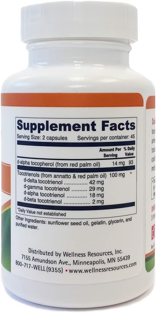 Wellness Resources Daily Super E - Vitamin E Complex with Tocotrienols, 90 Capsules