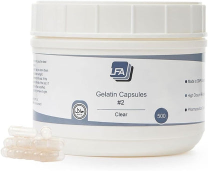 Cápsulas Vacías Tamaño 2 - Gelatina Transparente - 500 Unidades - Se Adaptan a Bandeja de Relleno - Cápsulas de Gelatina de – Image 1