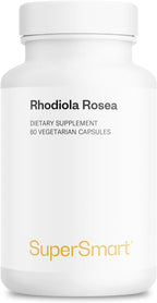 Supersmart Rhodiola Rosea 600mg al Día (Alta Potencia y Patente) - Rhodiolife - Extracto Estandarizado 5% Rosavinas, 1,8% Salidrósido - No-GMO, Sin Gluten - 60 Cápsulas Vegetales