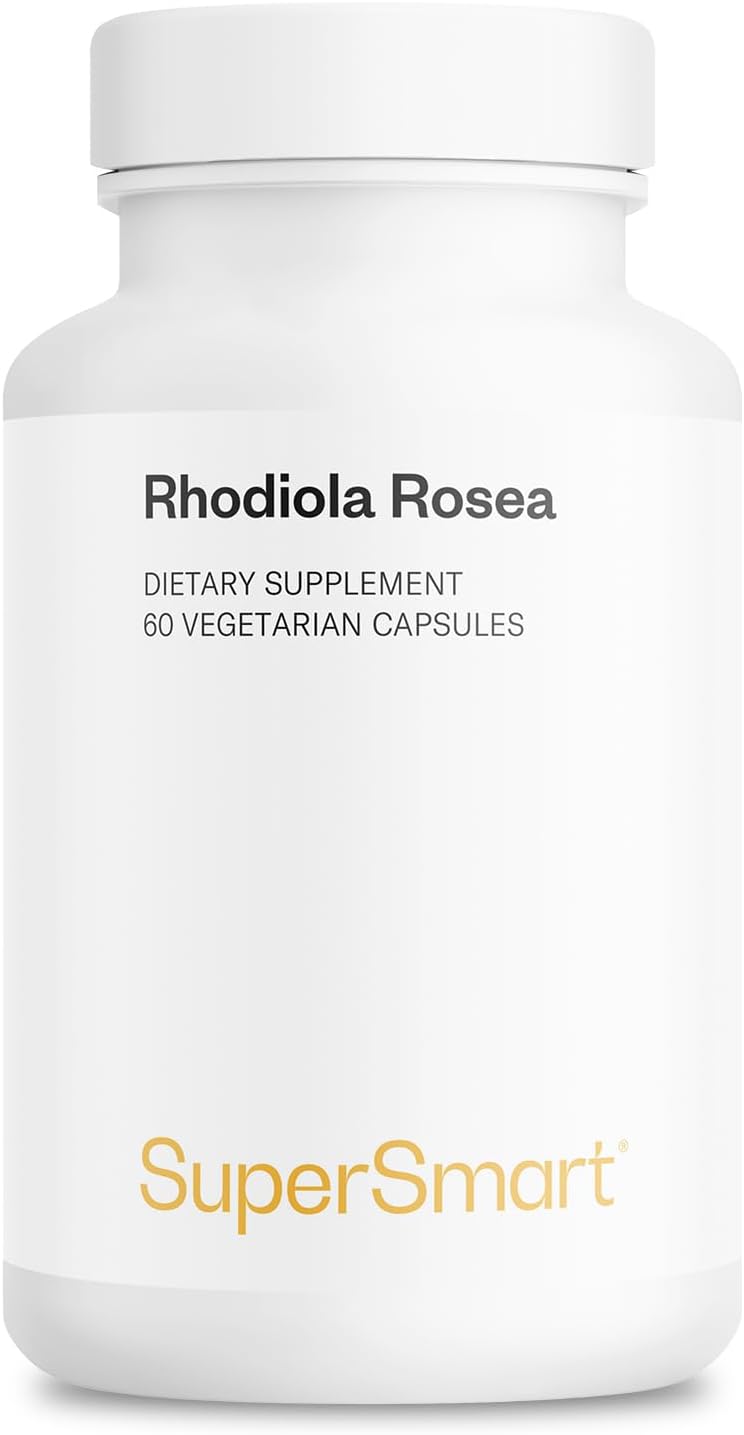 Supersmart Rhodiola Rosea 600mg al Día (Alta Potencia y Patente) - Rhodiolife - Extracto Estandarizado 5% Rosavinas, 1,8% Salidrósido - No-GMO, Sin Gluten - 60 Cápsulas Vegetales