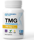Puregen Labs TMG 750 mg - Trimetilglicina - 240 Cápsulas Vegetarianas (2 Envases)