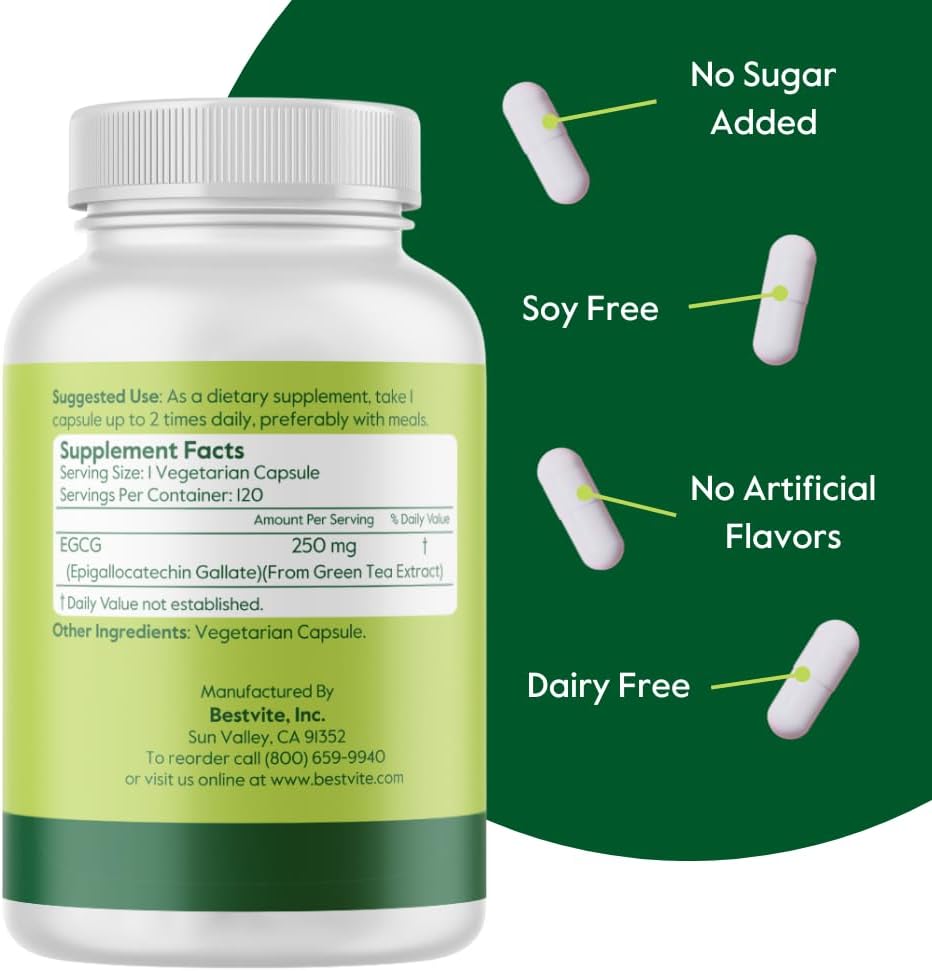 BESTVITE EGCG 250mg (120 Cápsulas Vegetales)