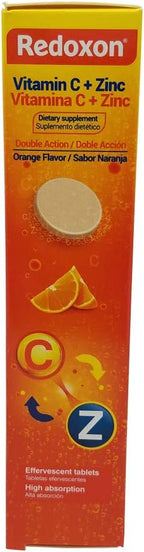 Redoxon Naranja Vitamina C Efervescente con Zinc, 20 Tabletas (Paquete de 6)