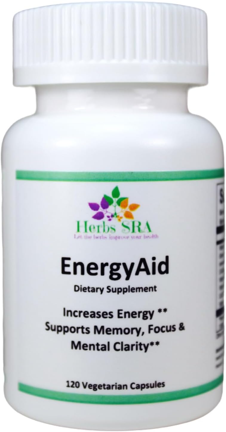 HerbSRA ENERGYAID Suplemento Antioxidante de Energía con Vitamina B6, Té Verde y CoQ10 – 120 Cápsulas Vegetarianas