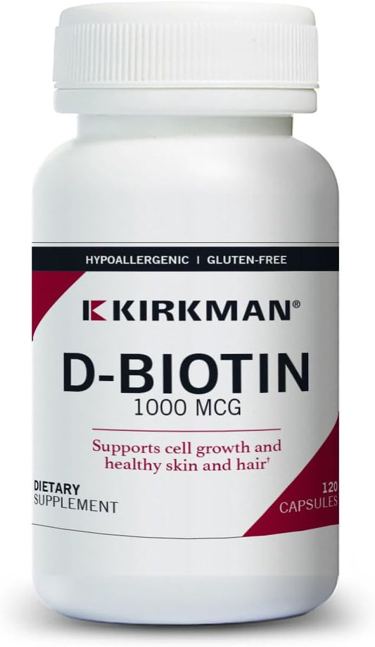 Kirkman d-Biotina 1000 mcg Cápsulas Hipoalergénicas - 120 unidades