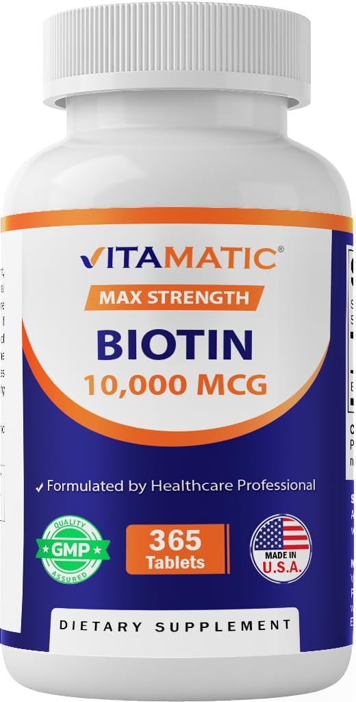 Vitamatic Biotina 10.000 mcg (10 mg) - 365 Comprimidos Veganos - Vitamina B7