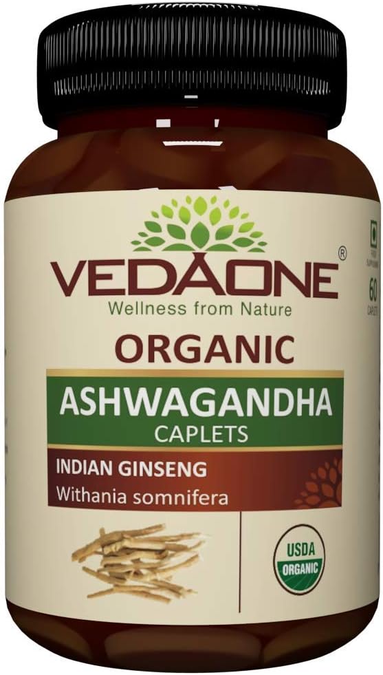 VEDAONE Ashwagandha Orgánica en Cápsulas - 750mg por Cápsula, 60 Cápsulas (Suministro para 1 Mes)