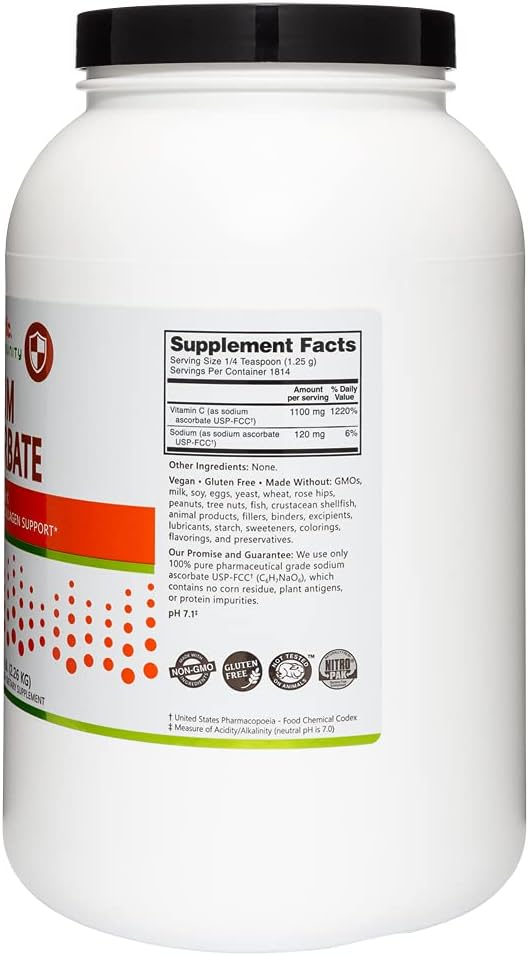 NutriBiotic Ascorbato Sódico en Polvo - Vitamina C Tamponada, 5 Lb