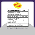 Sunshine Naturals Cerebrina con Ginkgo Biloba y L-Glutámico – 90 Cápsulas – Fórmula de apoyo cognitivo para adultos